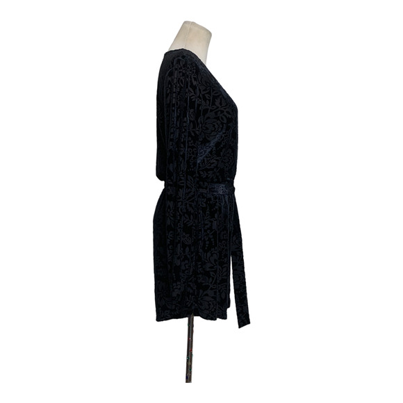 SAYLOR Anthropologie Black Velvet Burnout Romper size Small - Picture 5 of 11